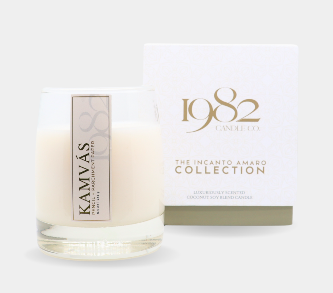 Kamvas (8.5oz Single Wick) - Notes: Pencil, Parchment Paper, Leather, Peony & Musk