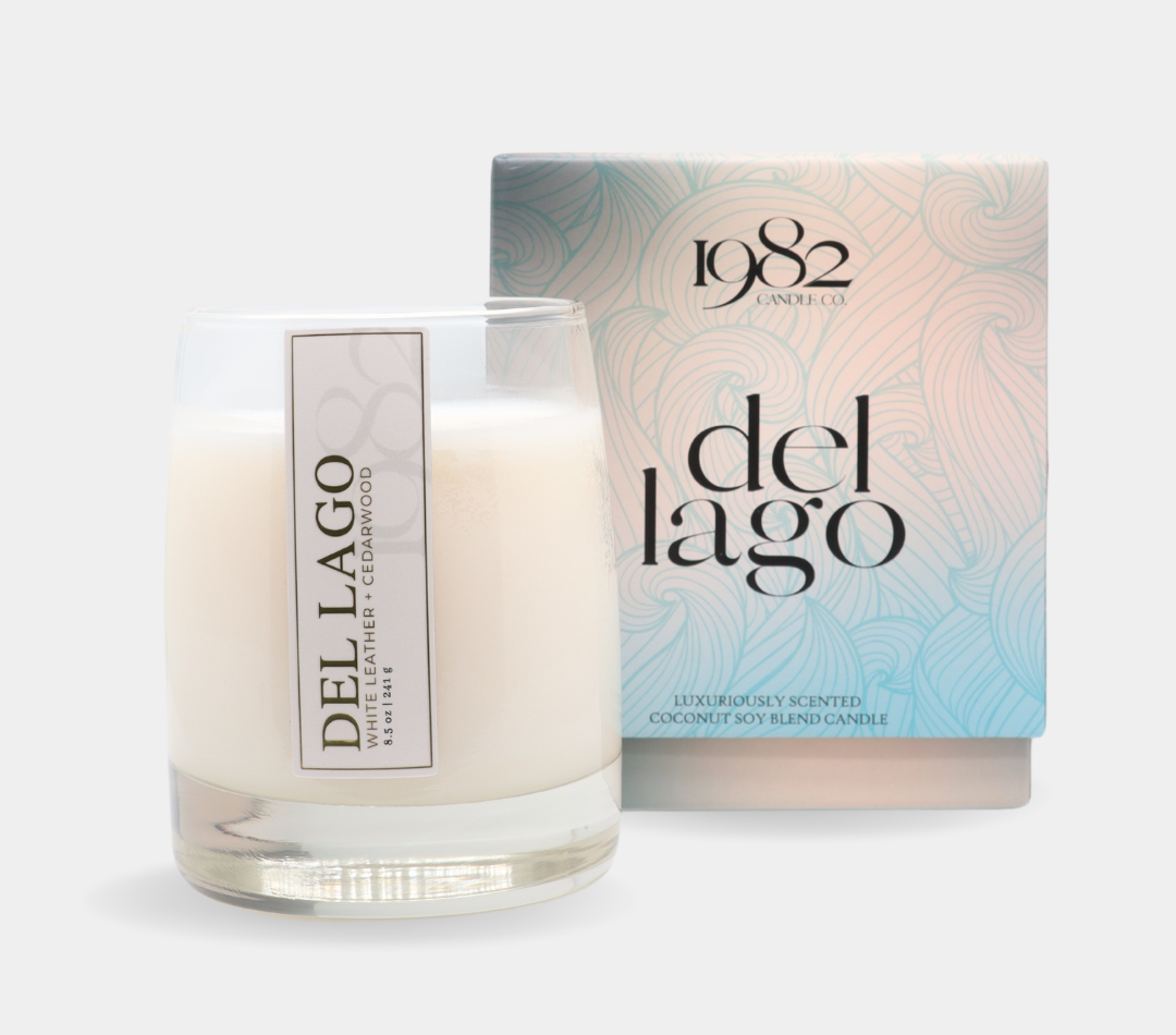 Del Lago (8.5oz Single Wick) - Notes: White Leather, Cedarwood, Rosemary, Cardamom & Amber