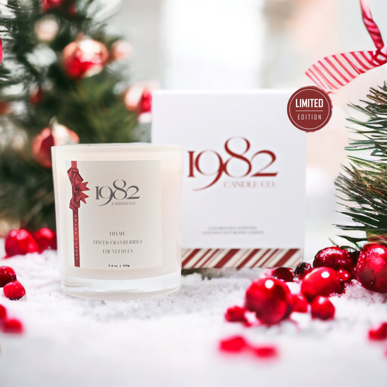 Joyful Thyme Candle (7.5oz) - Notes: Spiced Cranberries, Thyme, Fir Needles
