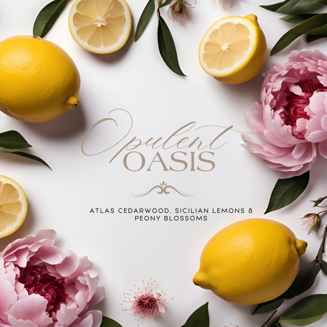 Opulent Oasis (14 oz Double Wick) - Notes: Atlas Cedarwood, Sicilian Lemons & Peony Blossoms