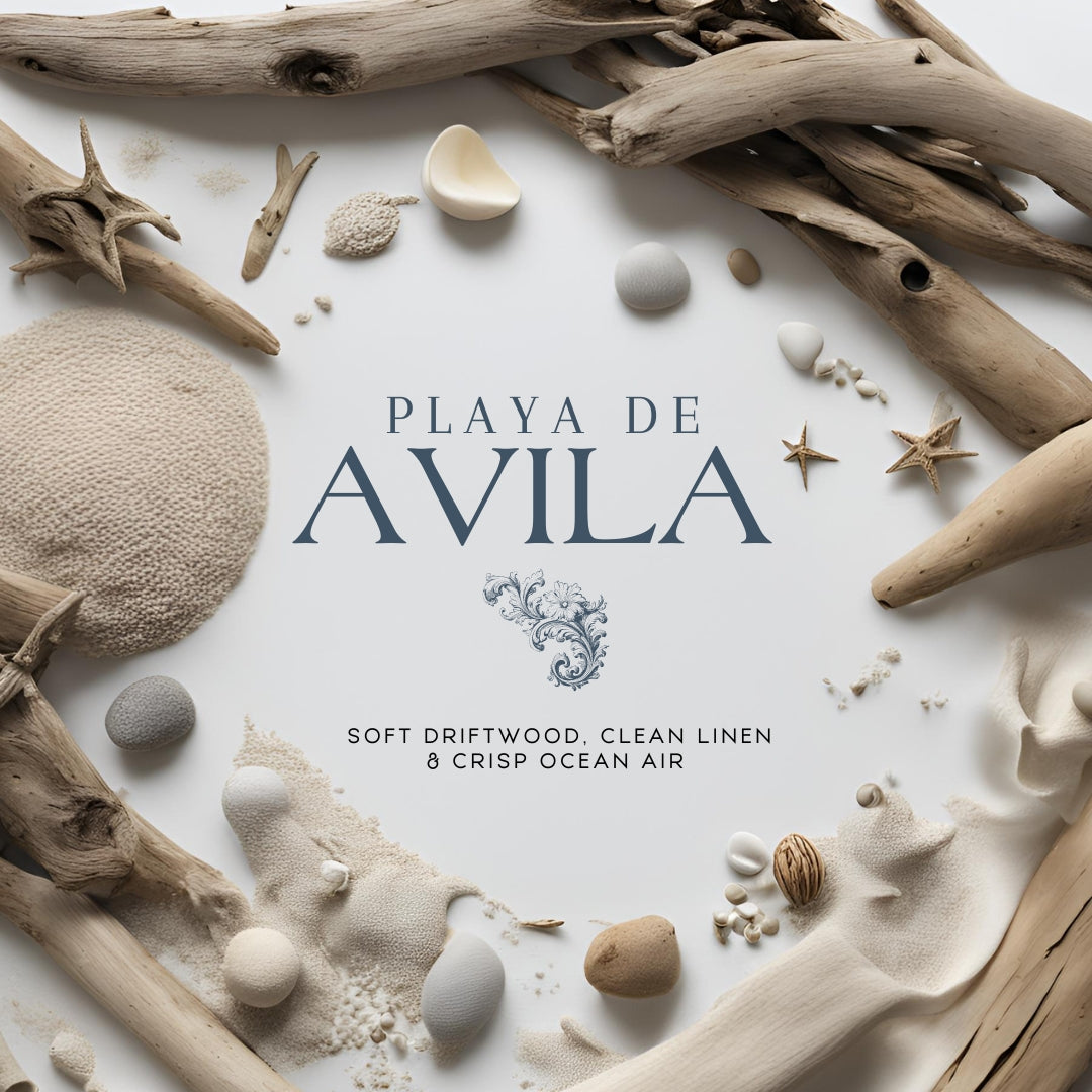 Playa De Avila (8.5 oz Single Wick) - Notes: Soft Driftwood, Clean Linen & Crisp Ocean Air