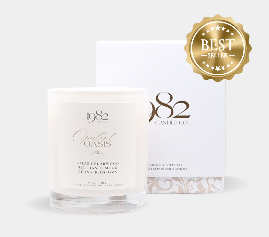 Opulent Oasis (7.5oz Single Wick) - Notes: Atlas Cedarwood, Sicilian Lemons & Peony Blossoms