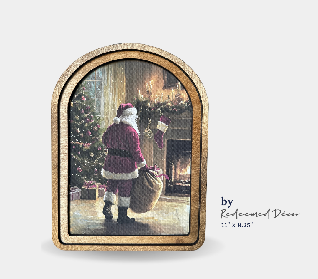 Fireplace Santa Framed Art by Redeemed Decor