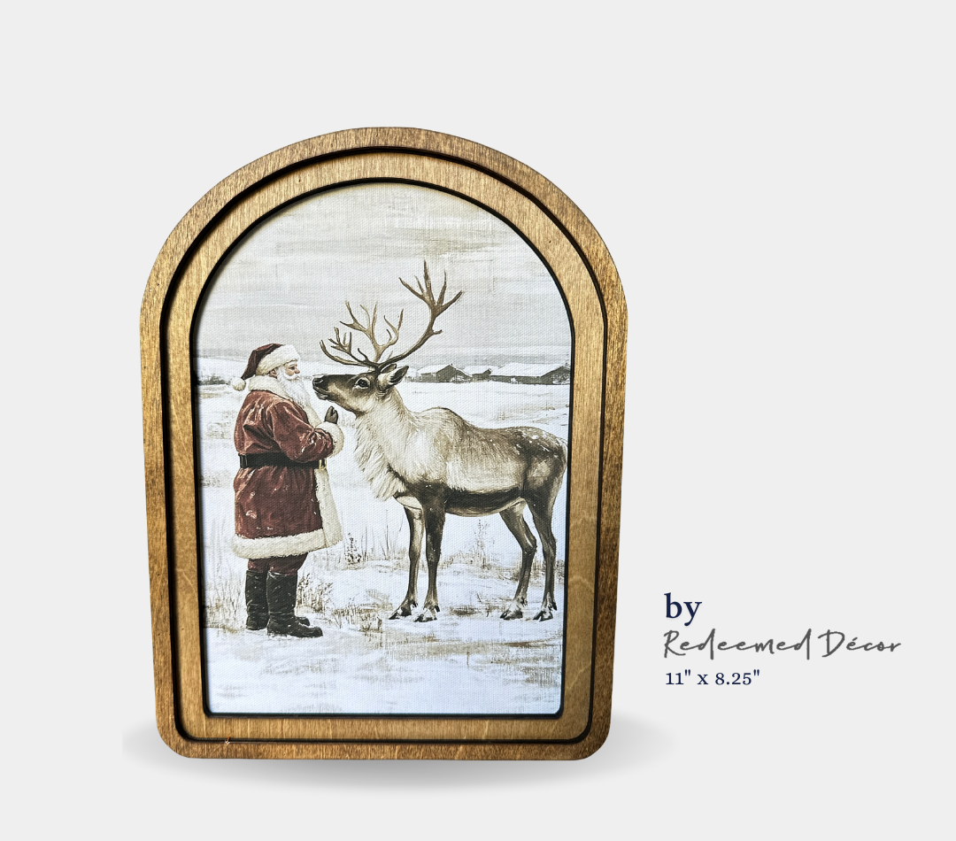 Santa & Reindeer Framed Art by Redeemed Decor