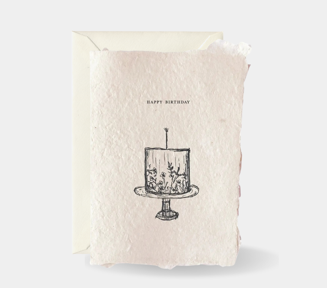 Happy Birthday Cake (Handmade Paper) Card