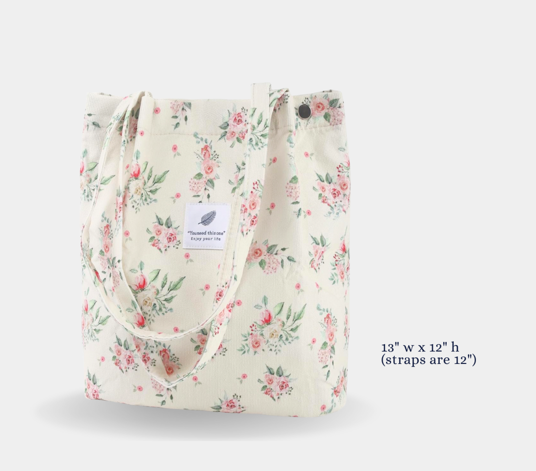Roses Corduroy Tote Bag