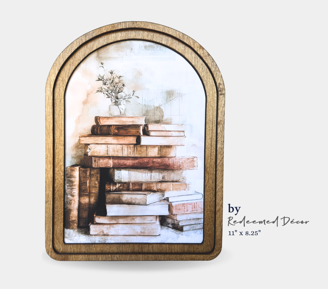Stack of Books Framed Art Redeemed Decor