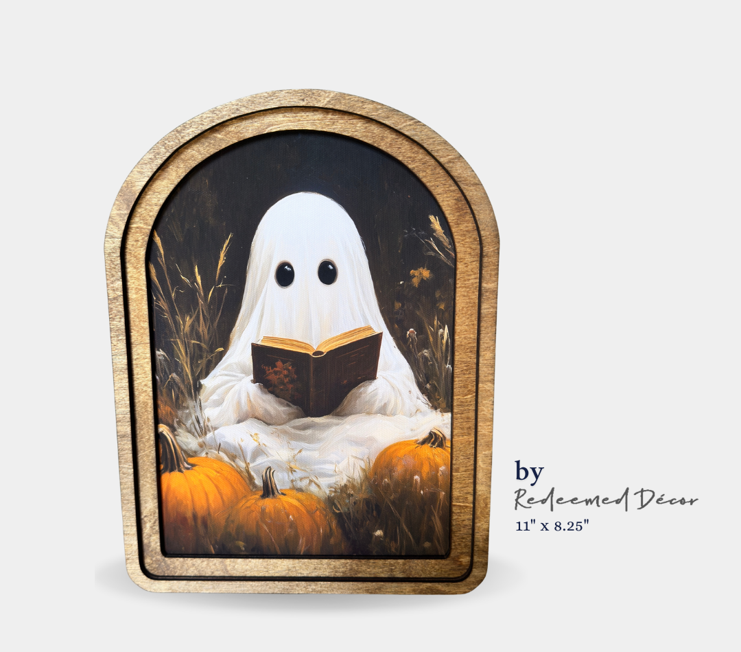 Ghost Loves Reading Framed Art by Redeemed Decor