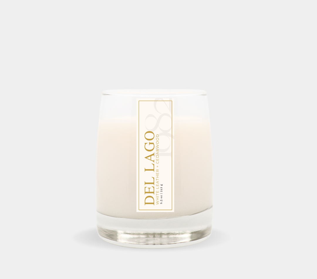 Del Lago (8.5 oz Single Wick) - Notes: White Leather, Cedarwood, Rosemary, Cardamom & Amber