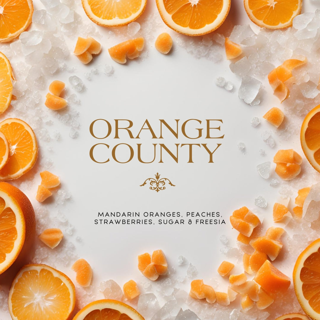 Orange County (7.5oz Single Wick) - Notes: Mandarin Oranges, Peaches, Strawberries, Citron & Sugar, Freesia