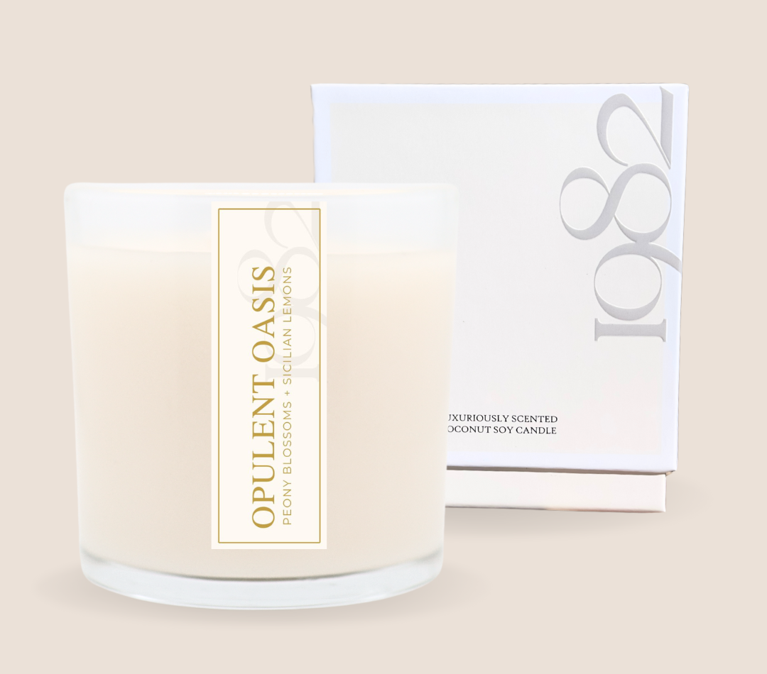 Opulent Oasis (14 oz Double Wick) - Notes: Atlas Cedarwood, Sicilian Lemons & Peony Blossoms
